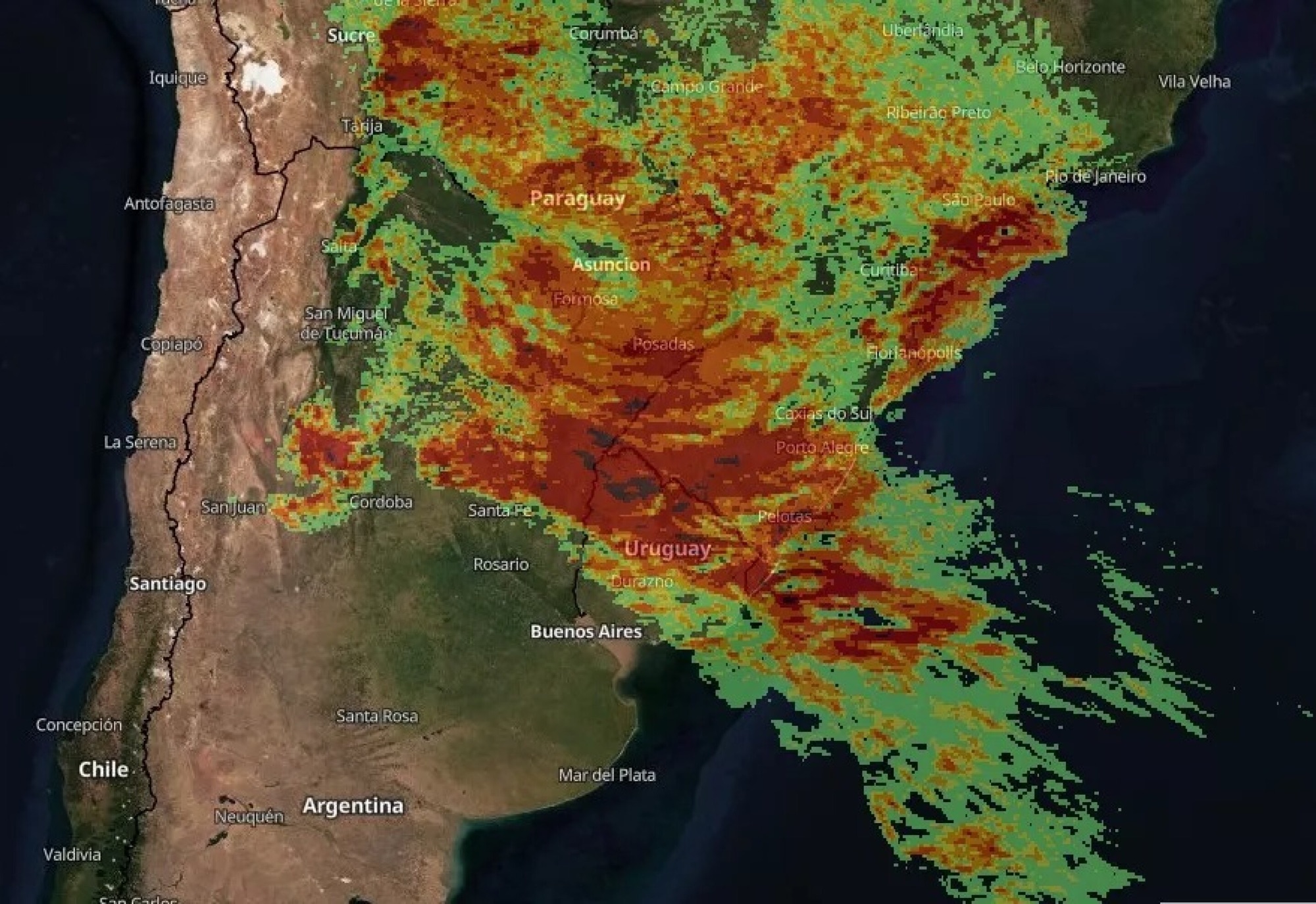 Metsul advierte por «fuertes lluvias y vendavales» desde este miércoles en Uruguay