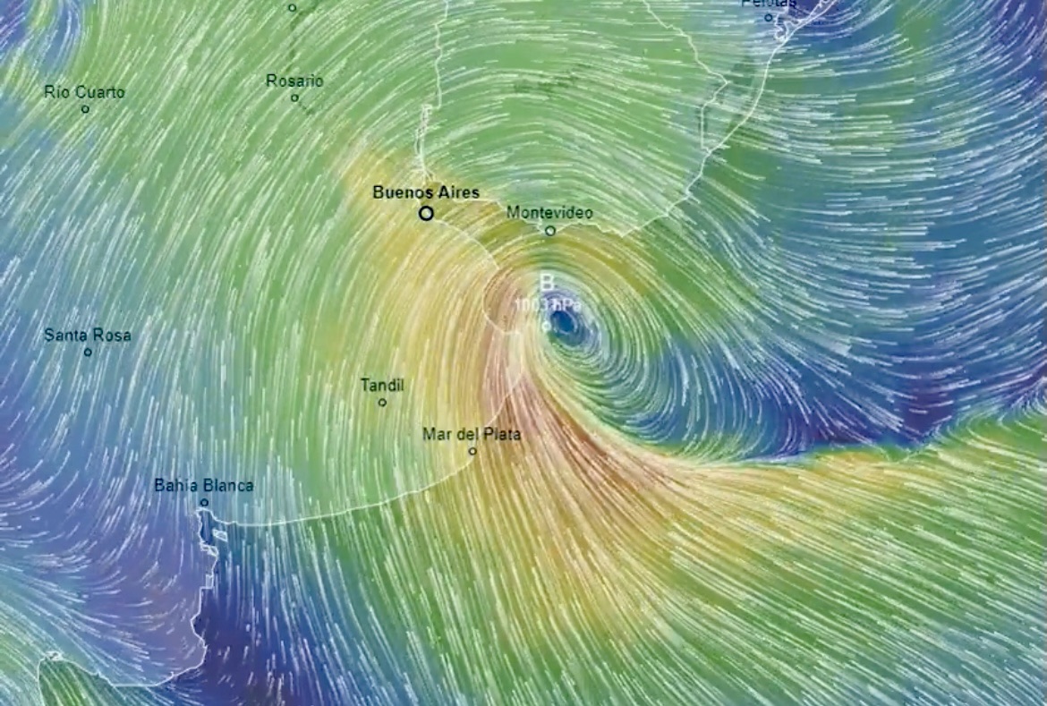 Advierten por ciclón que provocará fuertes vientos en Uruguay